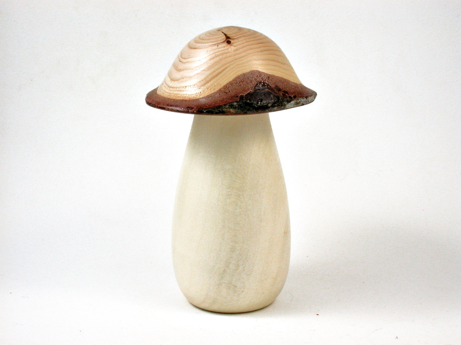 LV-2559 Holly & Cedar Wooden Mushroom Threaded Box, Urn-SCREW CAP